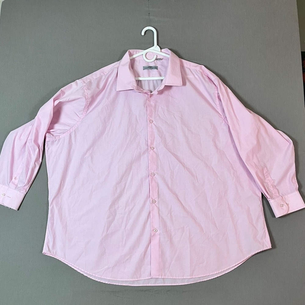 Verno Fashion Dress Shirt 21-21.5 34/35 Classic Fit Pink EUC